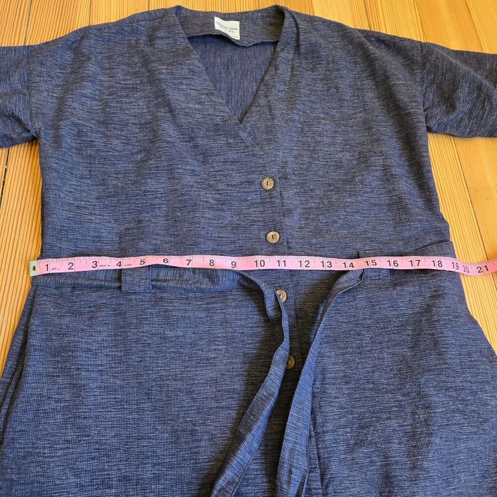 People Tree Dark Indigo Organic Cotton Belted Midi Dress US 6 Boho Sustainable - Picture 13 of 16